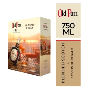 Pack Whisky OLD PARR Botella 750ml + 2 Vasos